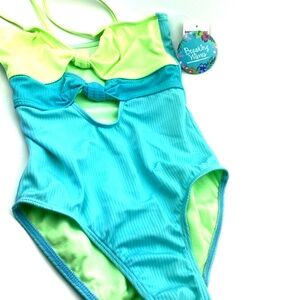 Girls Swimwear Bathing Suit Size 10 Breaking Waves Children Kids One Piece